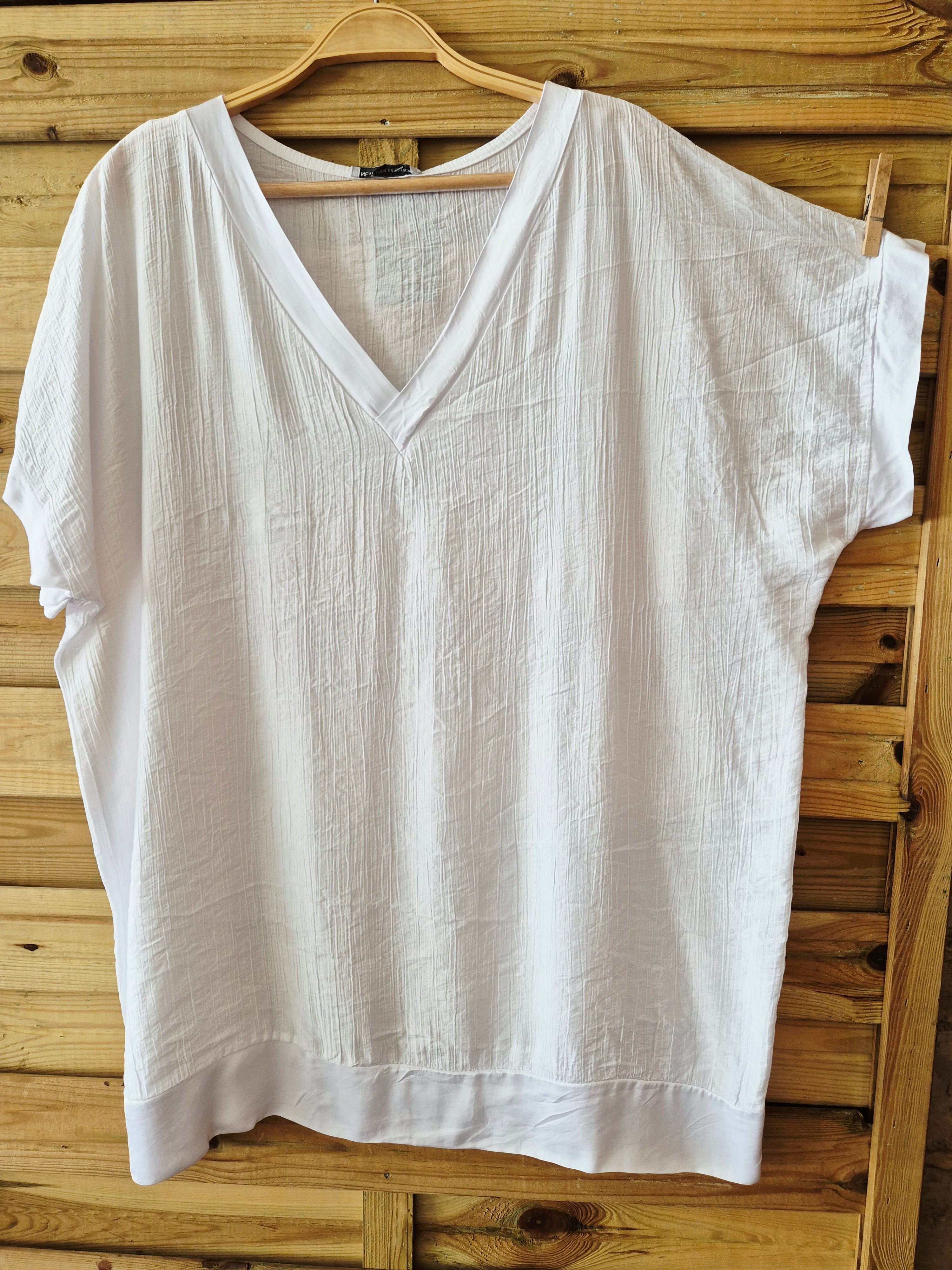 Blouse ample avec détail en satin · Taille unique XL–3XL