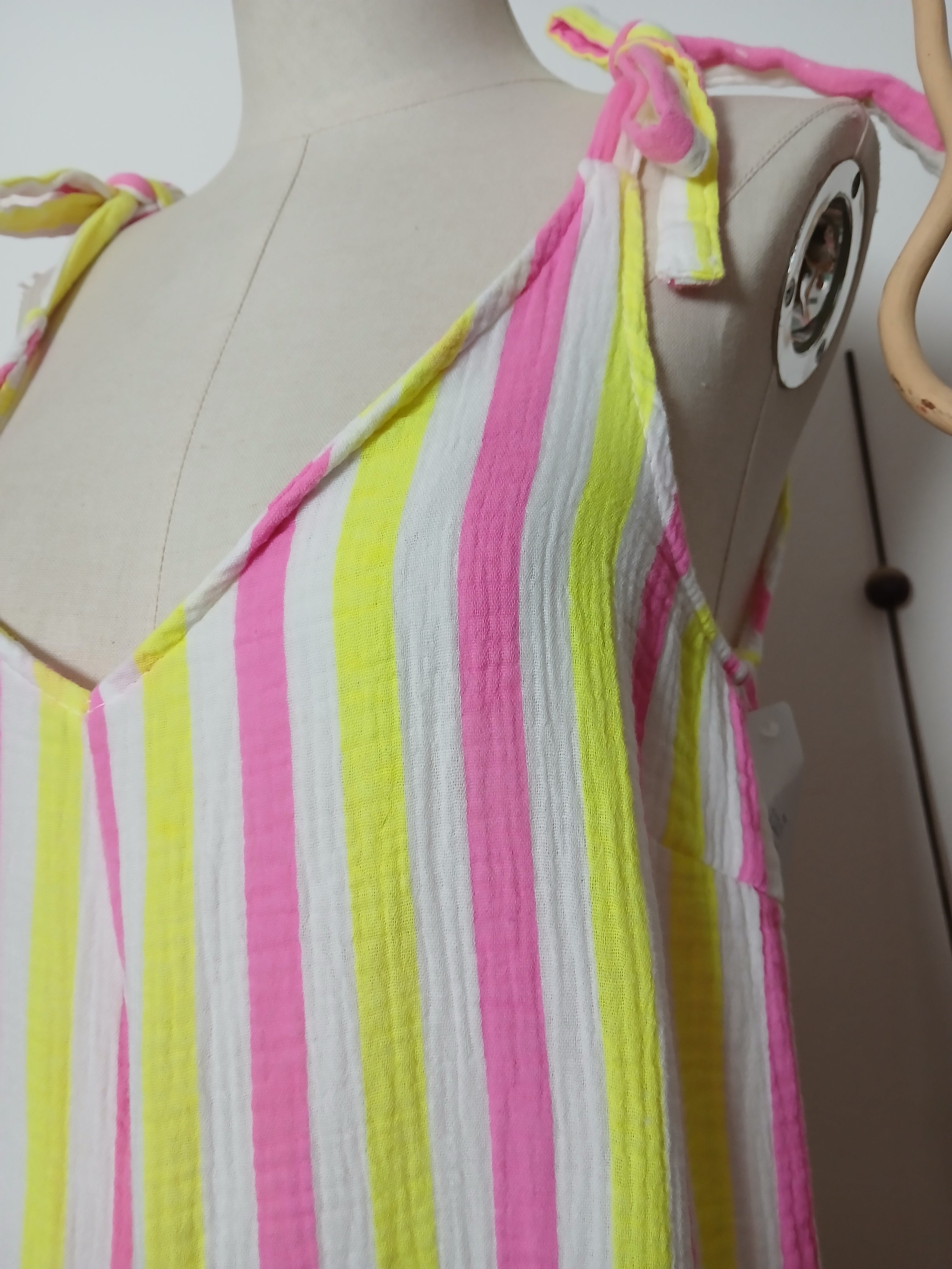 Combinaison en mousseline rayée avec liens · Taille unique