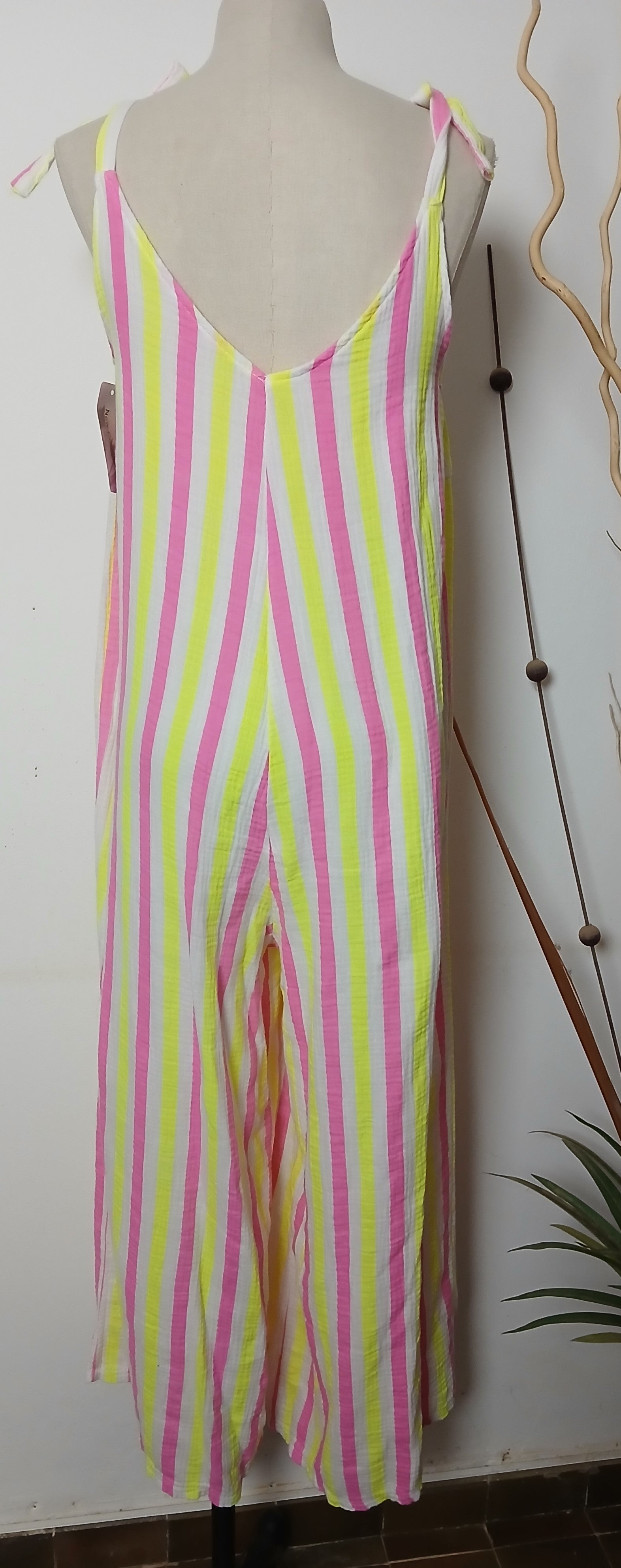 Combinaison en mousseline rayée avec liens · Taille unique